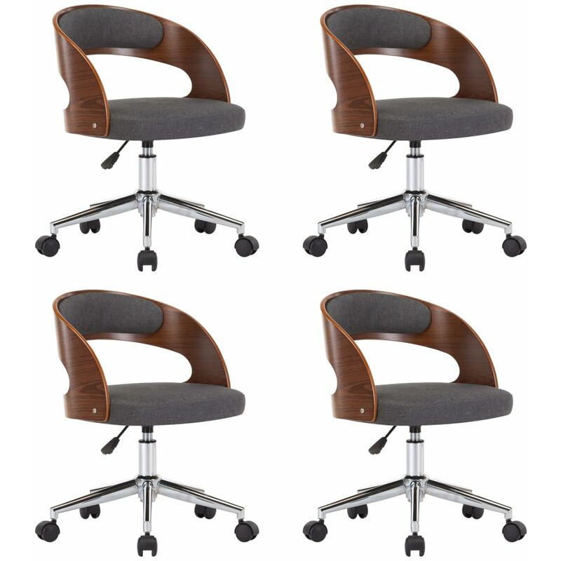 

Silla de Comedor Giratoria 4 Unidades Madera Curvada Tela Gris - Gris - Vidaxl