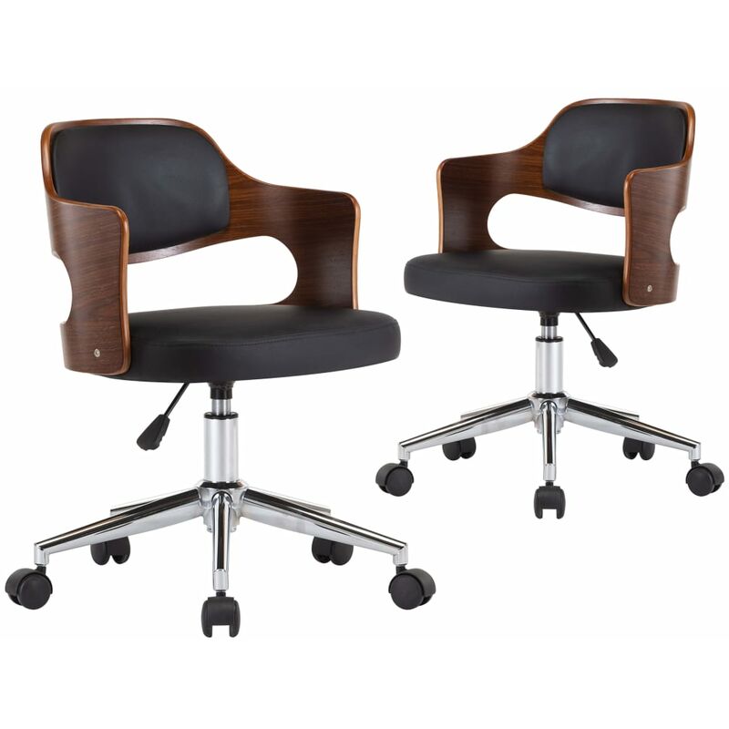 

Silla de Comedor Giratoria 2 Unidades Madera Curvada Cuero Negro - Negro - Vidaxl