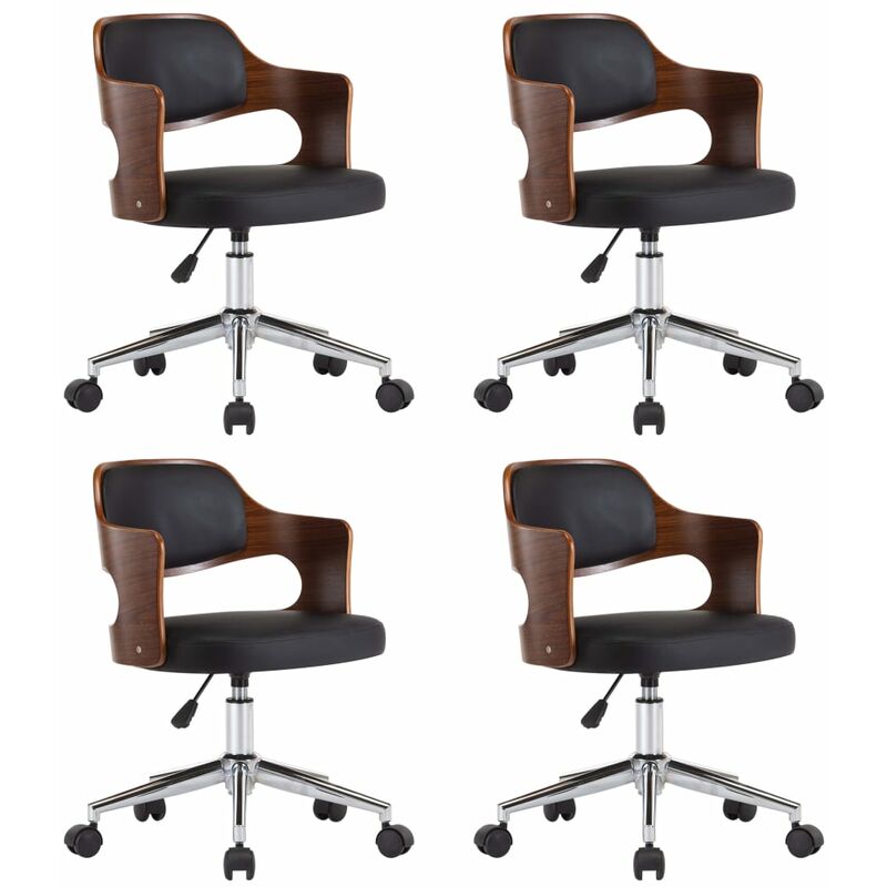 

Silla de Comedor Giratoria 4 Unidades Madera Curvada Cuero Negro - Negro - Vidaxl