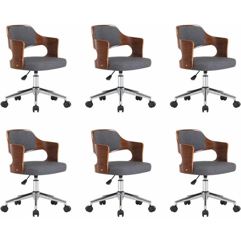 

Silla de Comedor Giratoria 6 Unidades Madera Curvada Tela Gris - Gris - Vidaxl