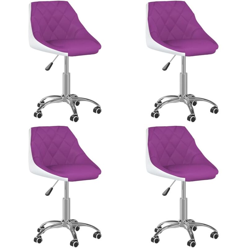 

vidaXL Silla de comedor giratoria 4 uds cuero sintético morado blanco - Púrpura
