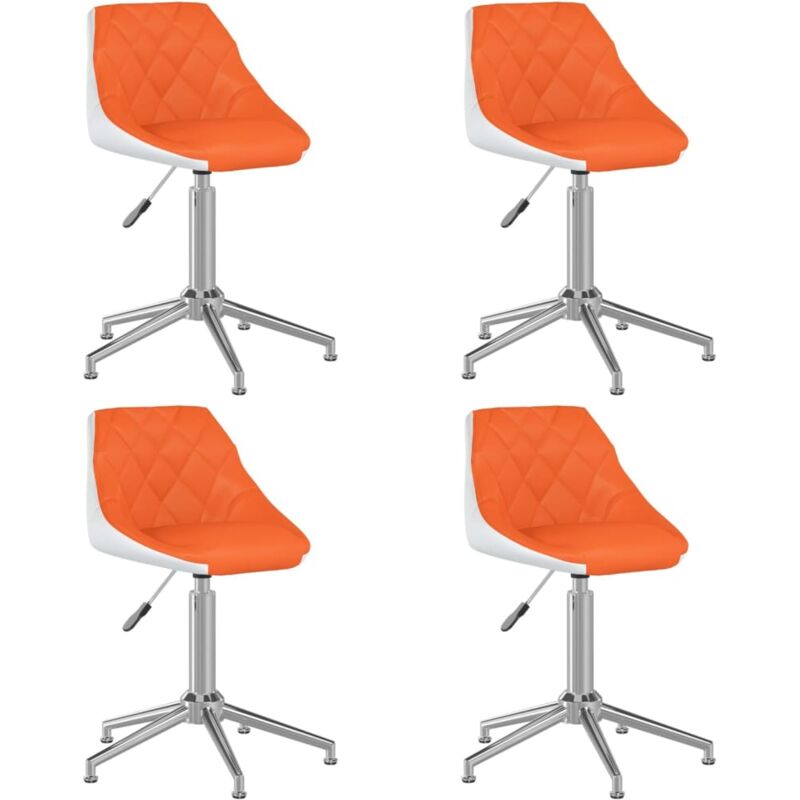 

vidaXL Silla de comedor giratoria 4 uds cuero sintético naranja blanco - Naranja