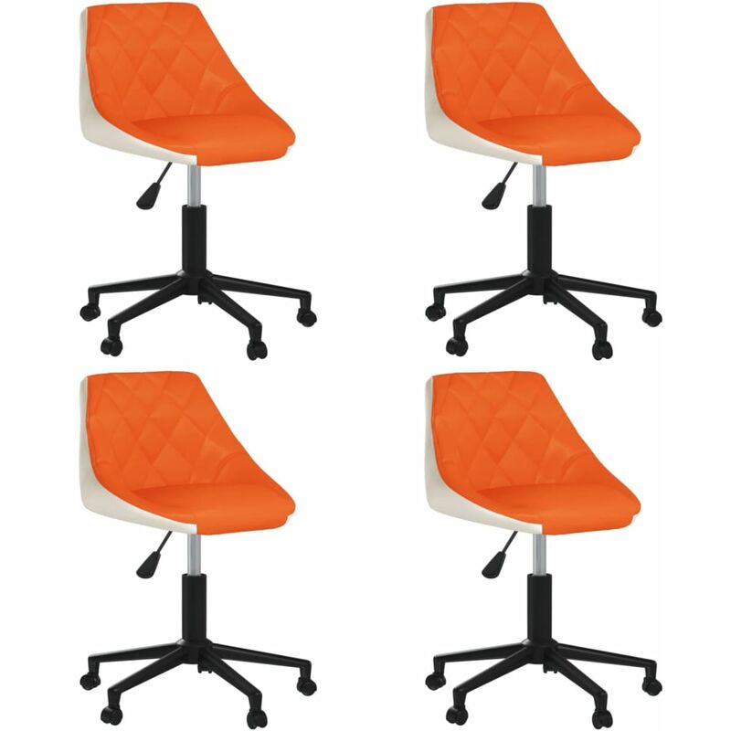 

vidaXL Silla de comedor giratoria 4 uds cuero sintético naranja blanco - Naranja