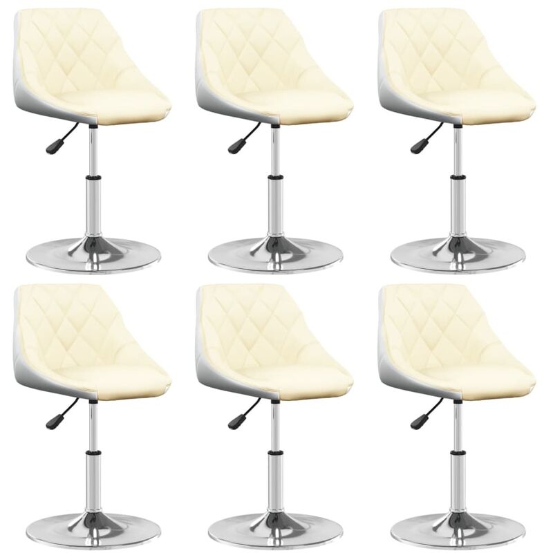 

vidaXL Silla de comedor giratoria 6 uds cuero sintético crema blanco - Crema