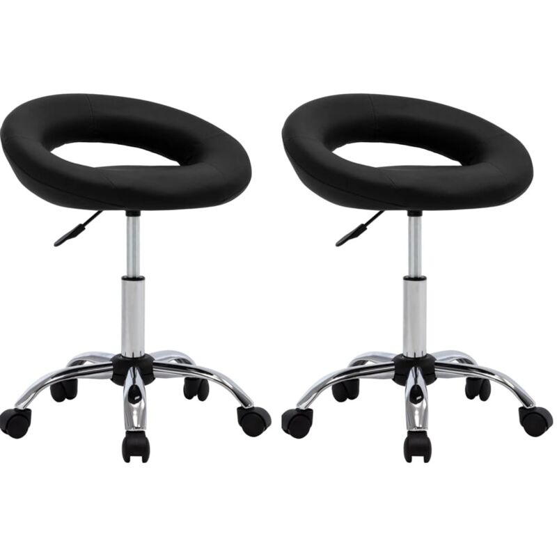 

vidaXL Sillas de comedor giratorias cuero sintético 2 unidades negro - Negro