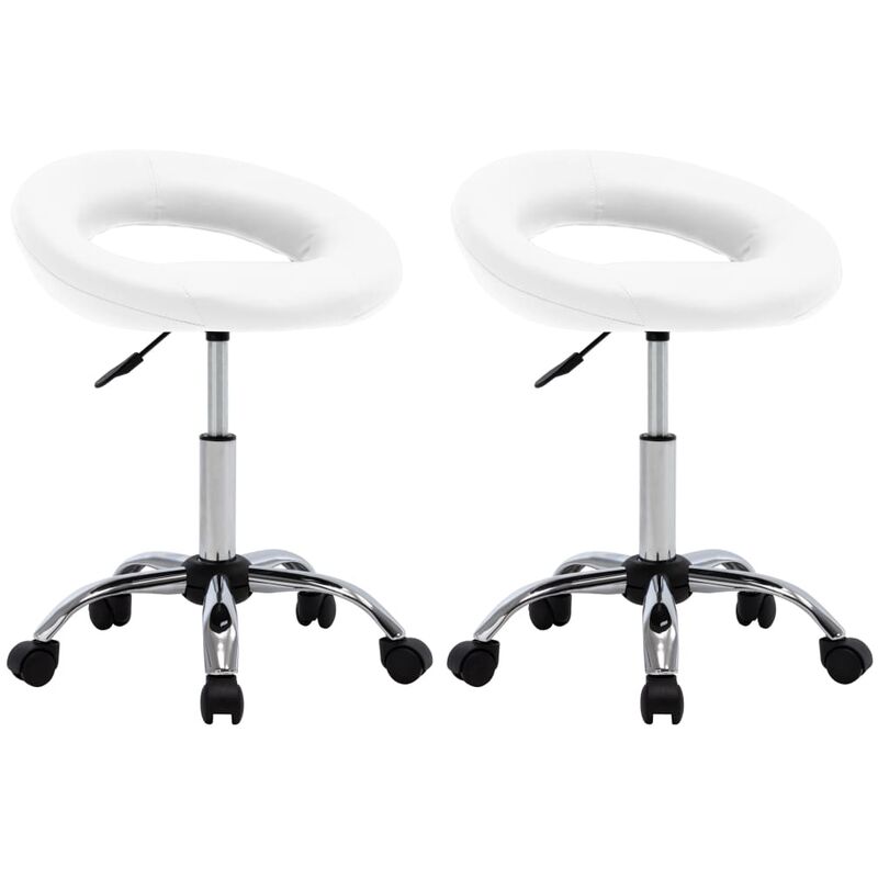 

vidaXL Sillas de comedor giratorias cuero sintético 2 unidades blanco - Blanco