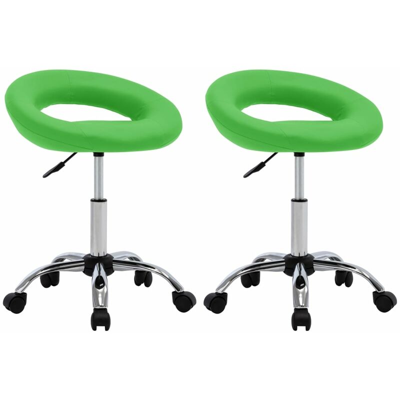 

vidaXL Sillas de comedor giratorias cuero sintético 2 unidades verde - Verde