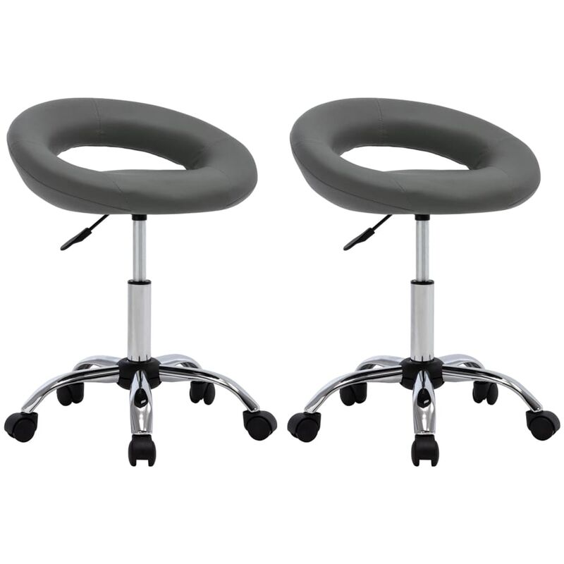 

vidaXL Sillas de comedor giratorias cuero sintético 2 unidades gris - Gris