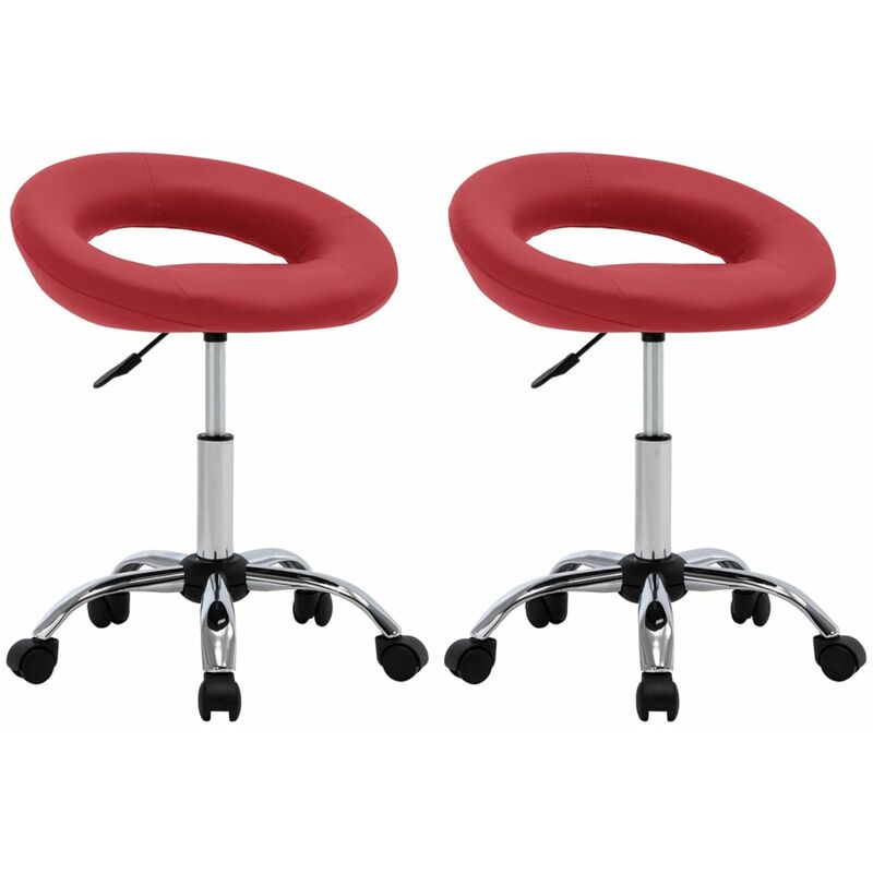 

vidaXL Sillas de comedor giratorias cuero sintético 2 unidades rojo tinto - Rojo