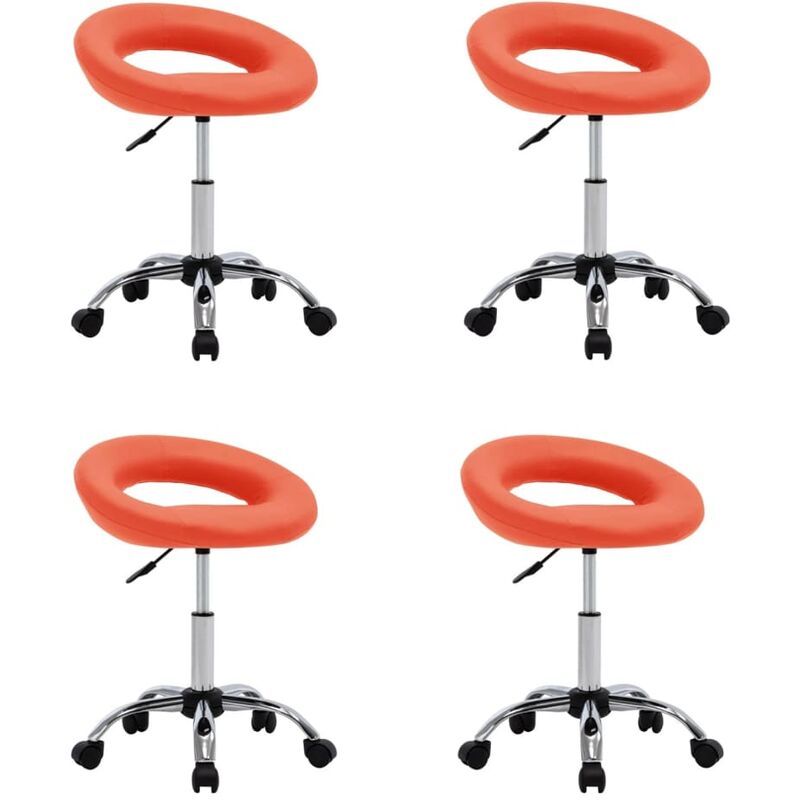 

vidaXL Sillas de comedor giratorias cuero sintético 4 unidades naranja - Naranja