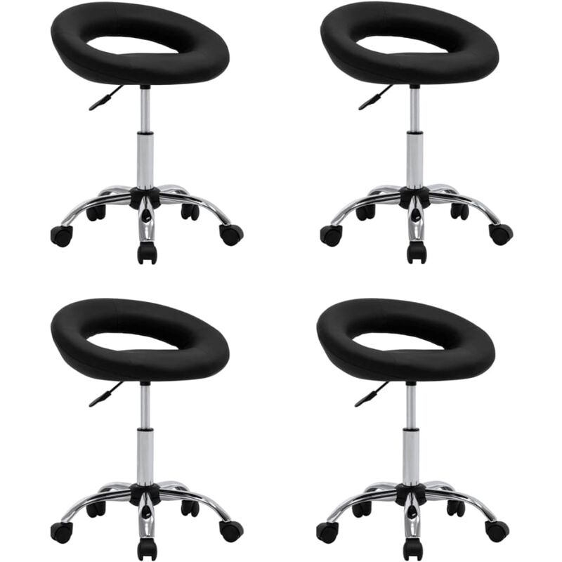 

vidaXL Sillas de comedor giratorias cuero sintético 4 unidades negro - Negro