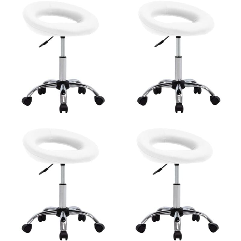

vidaXL Sillas de comedor giratorias cuero sintético 4 unidades blanco - Blanco