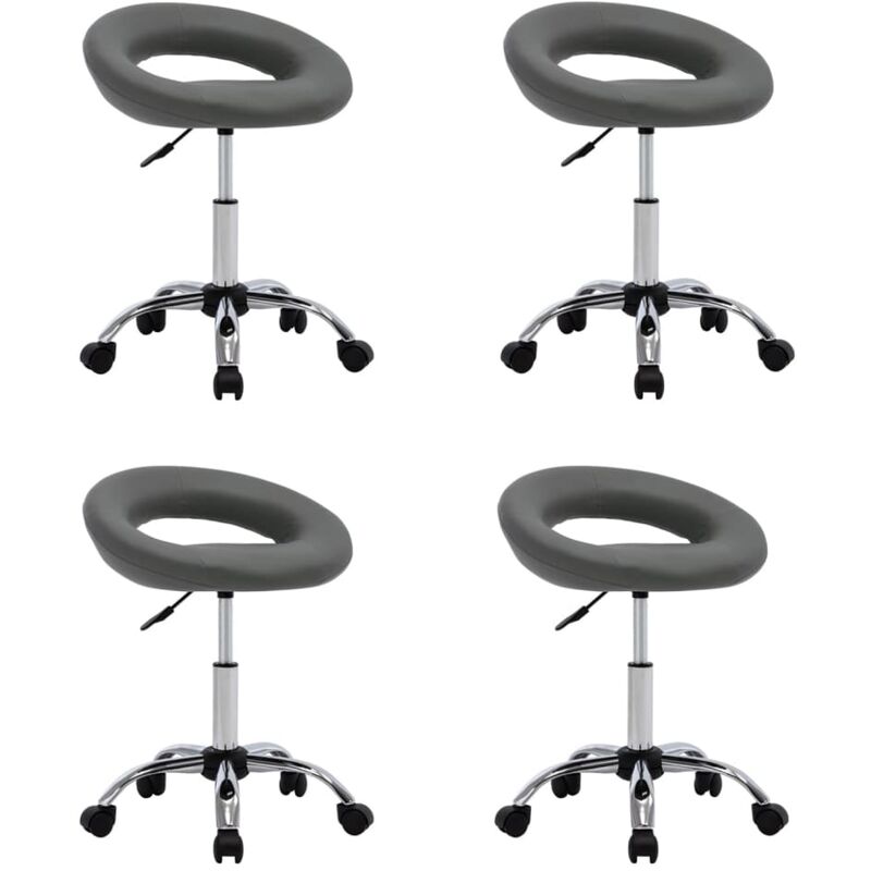 

vidaXL Sillas de comedor giratorias cuero sintético 4 unidades gris - Gris