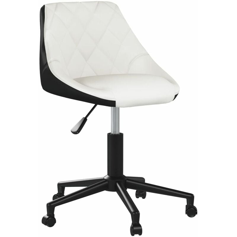 

vidaXL Silla de comedor giratoria cuero sintético blanco y negro - Blanco