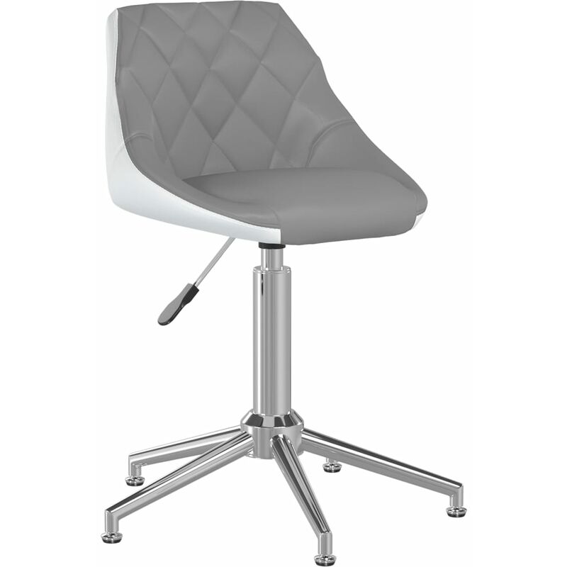 

vidaXL Silla de comedor giratoria cuero sintético gris y blanco - Gris