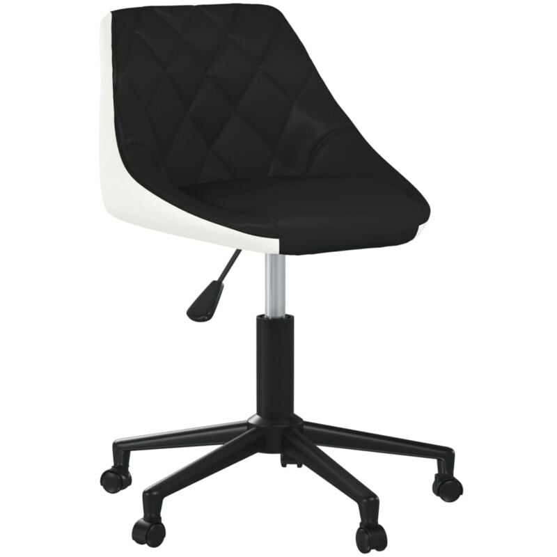 

vidaXL Silla de comedor giratoria cuero sintético negro y blanco - Negro