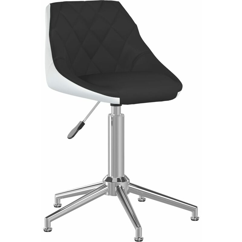 

vidaXL Silla de comedor giratoria cuero sintético negro y blanco - Negro