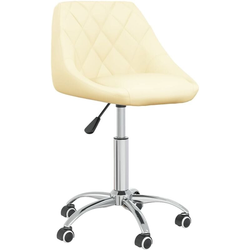 

vidaXL Silla de comedor giratoria de cuero sintética crema - Crema