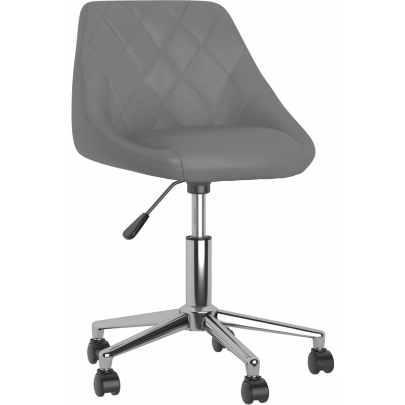 

vidaXL Silla de comedor giratoria de cuero sintética gris - Gris