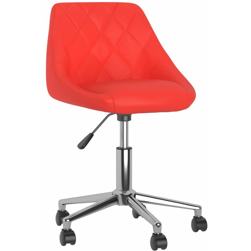 

vidaXL Silla de comedor giratoria de cuero sintética roja - Rojo