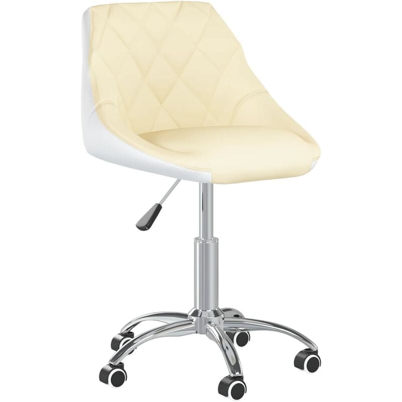 

vidaXL Silla de comedor giratoria de cuero sintético crema y blanco - Crema