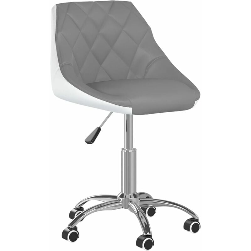 

vidaXL Silla de comedor giratoria cuero sintético gris y blanco - Gris