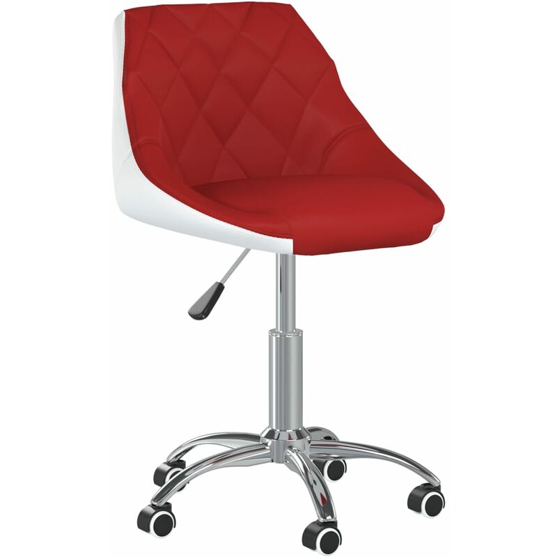 

vidaXL Silla de comedor giratoria de cuero sintético vino tinto y blanco - Rojo