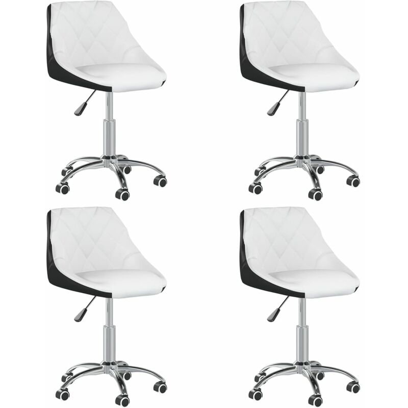 

vidaXL Sillas comedor giratoria cuero sintético 4 uds blanca negra - Blanco