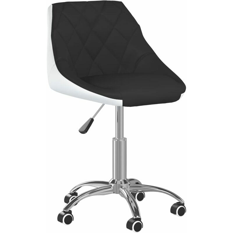 

vidaXL Silla de comedor giratoria cuero sintético negro y blanco - Negro