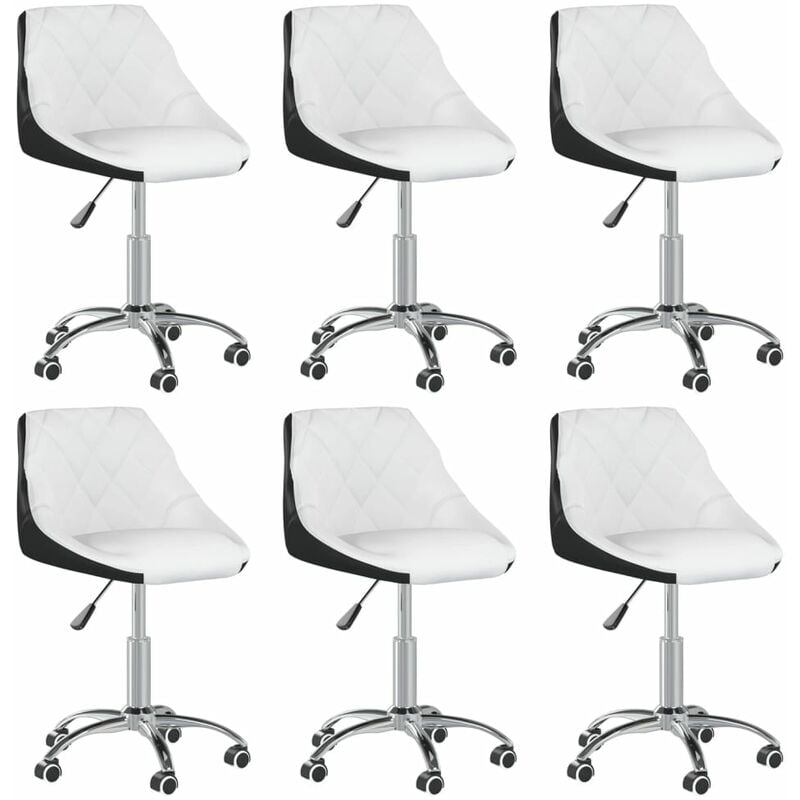 

vidaXL Sillas comedor giratoria cuero sintético 6 uds piel sintética blanca negra - Blanco