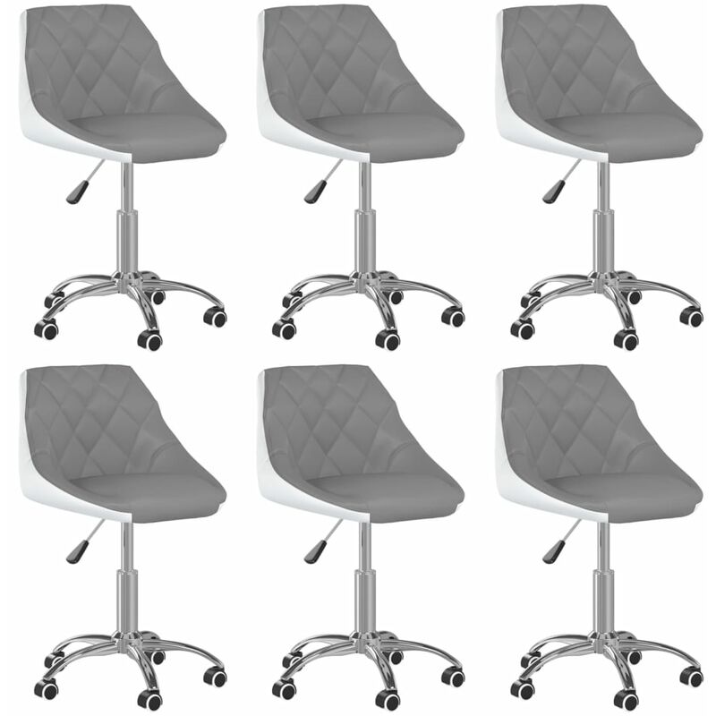 

vidaXL Sillas comedor giratoria cuero sintético 6 uds gris blanco - Gris