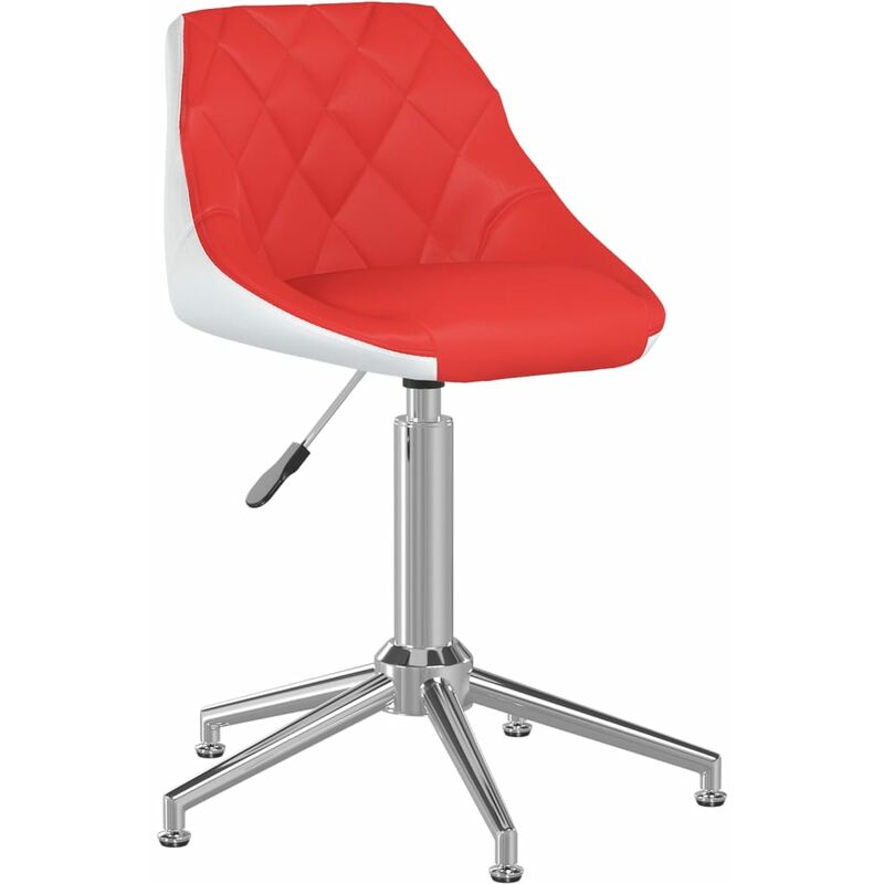 

vidaXL Silla de comedor giratoria de cuero sintético vino tinto y blanco - Rojo