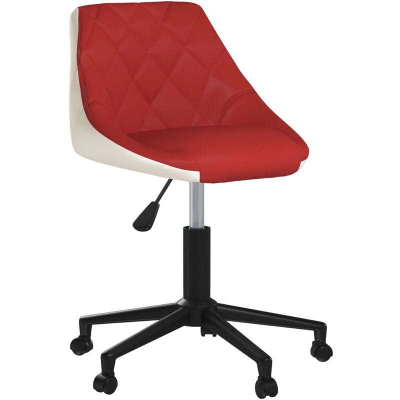 

vidaXL Silla de comedor giratoria de cuero sintético vino tinto y blanco - Rojo