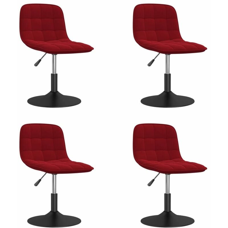 

vidaXL Sillas de comedor giratorias de terciopelo 4 uds rojo vino tinto - Rojo