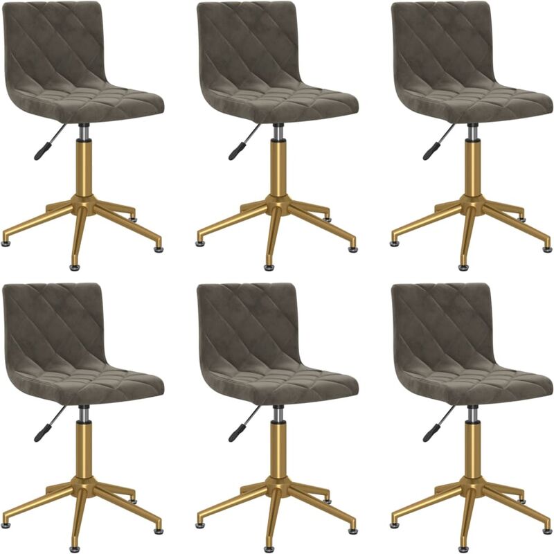 

vidaXL Sillas de comedor giratorias de terciopelo 6 uds gris oscuro - Gris