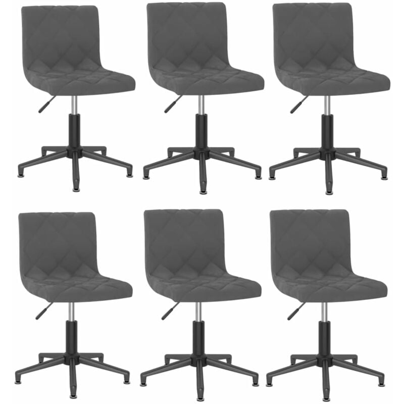 

vidaXL Sillas de comedor giratorias de terciopelo 6 uds gris oscuro - Gris