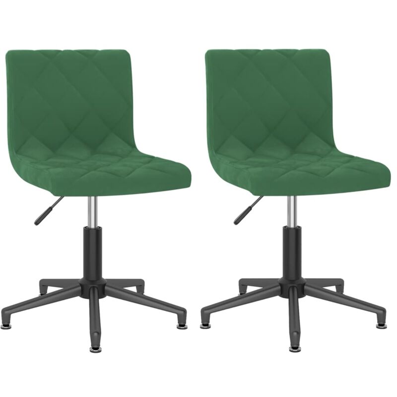 

vidaXL Sillas de comedor giratorias de terciopelo 2 uds verde oscuro - Verde
