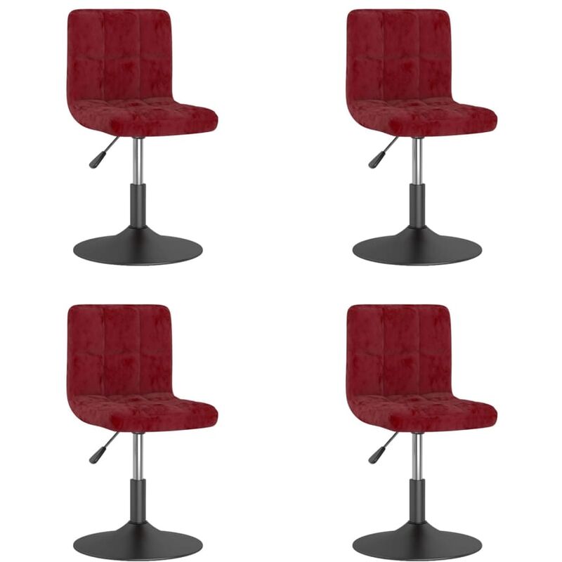 

vidaXL Sillas de comedor giratorias de terciopelo rojo tinto 4 uds - Rojo