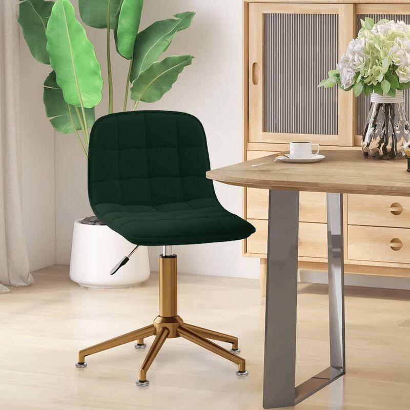 

vidaXL Silla de comedor giratoria de terciopelo verde oscuro - Verde
