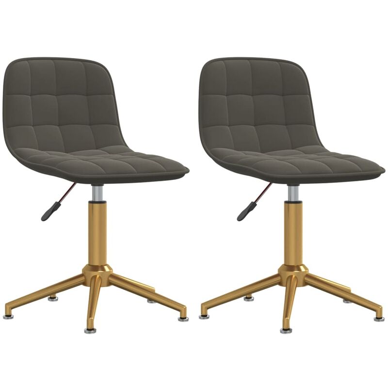

vidaXL Sillas de comedor giratorias de terciopelo 2 uds gris oscuro - Gris