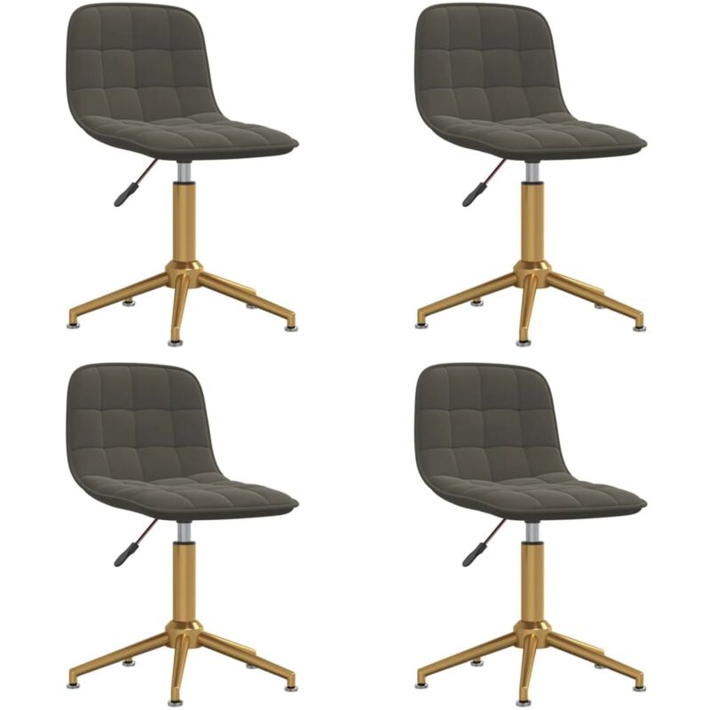 

vidaXL Sillas de comedor giratorias de terciopelo 4 uds gris oscuro - Gris