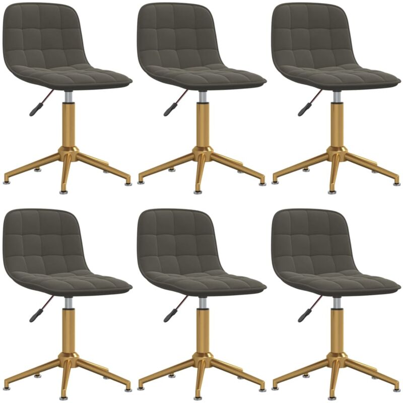

vidaXL Sillas de comedor giratorias de terciopelo 6 uds gris oscuro - Gris