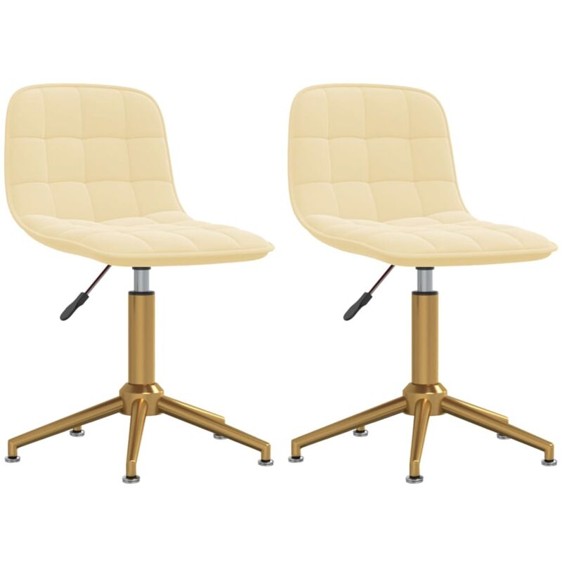 

vidaXL Sillas de comedor giratorias de terciopelo 2 uds crema - Crema