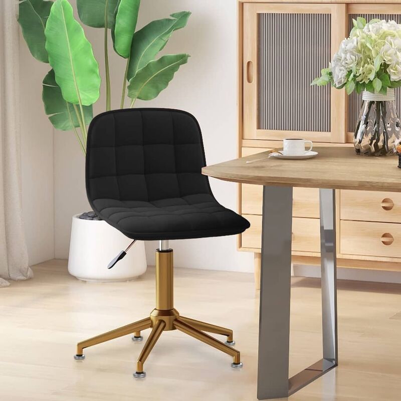 

vidaXL Silla de comedor giratoria de terciopelo negro - Negro