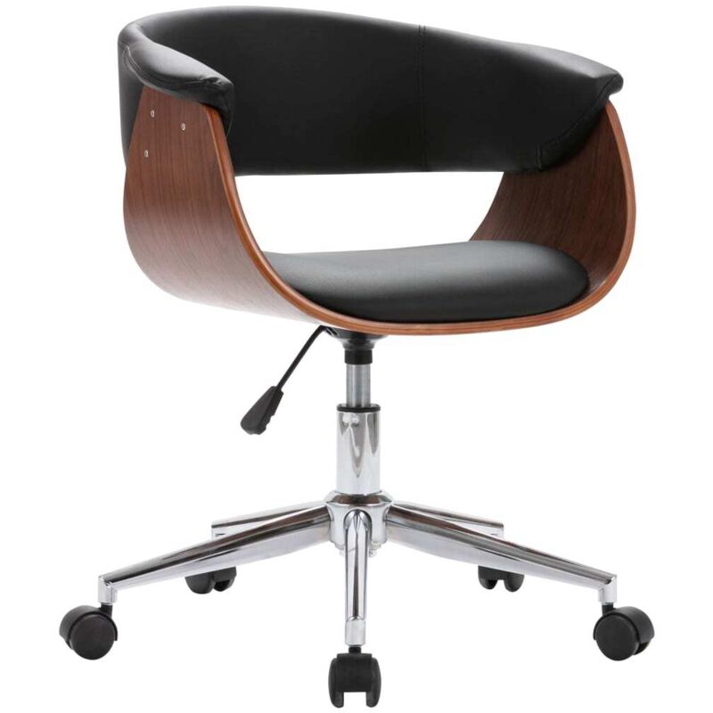 

vidaXL Silla de Comedor Giratoria Madera Curvada Cuero Sintético Negro - Negro