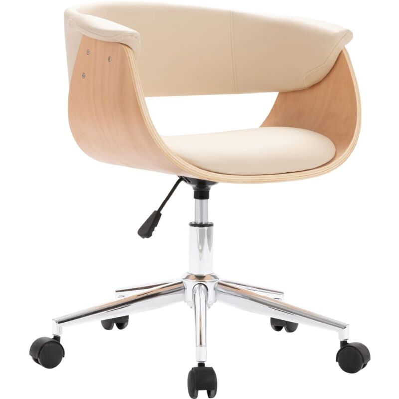 

vidaXL Silla de Comedor Giratoria Madera Curvada Cuero Sintético Crema - Crema