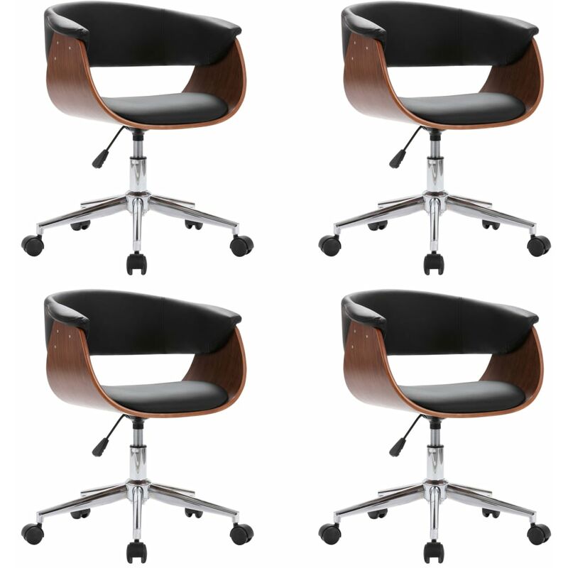 

vidaXL Silla de Comedor Giratoria 4 Unidades Cuero Sintético Negro - Negro