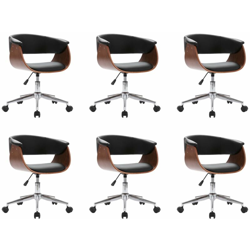 

Silla de Comedor Giratoria 6 Unidades Cuero Sintético Negro - Negro - Vidaxl