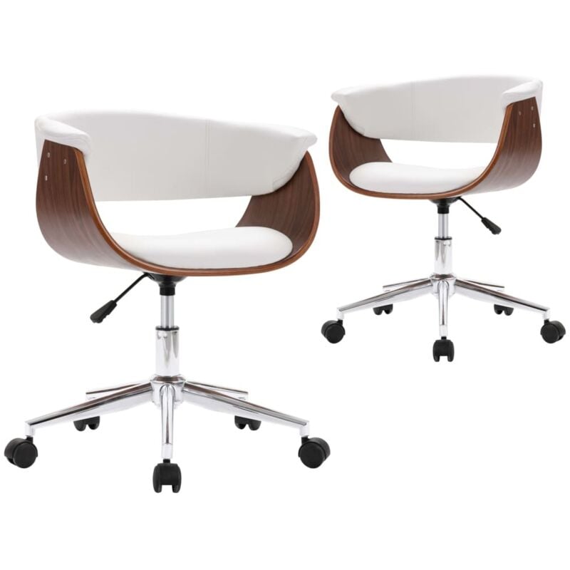 

vidaXL Silla de Comedor Giratoria 2 Unidades Cuero Sintético Blanco - Blanco