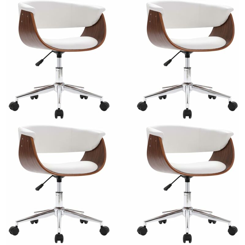 

vidaXL Silla de Comedor Giratoria 4 Unidades Cuero Sintético Blanco - Blanco